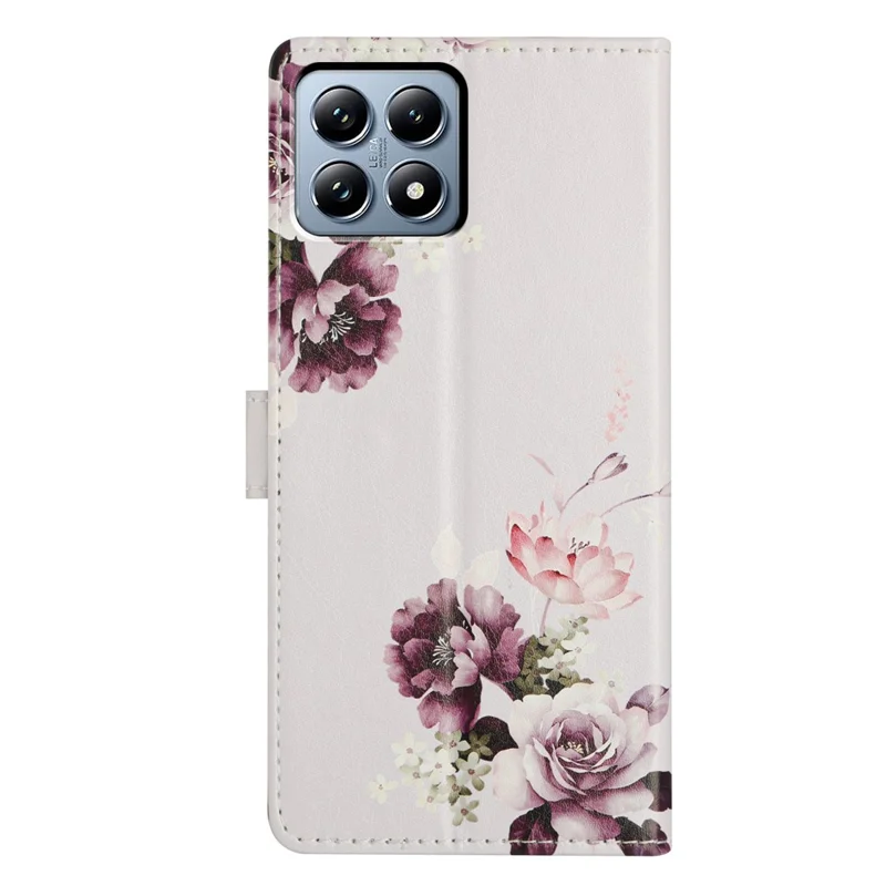 Capa para Xiaomi 15T com Estampa Padrão, Carteira, Suporte de Apoio, Couro Sintético para Celular com Alça - Rosa Cruz