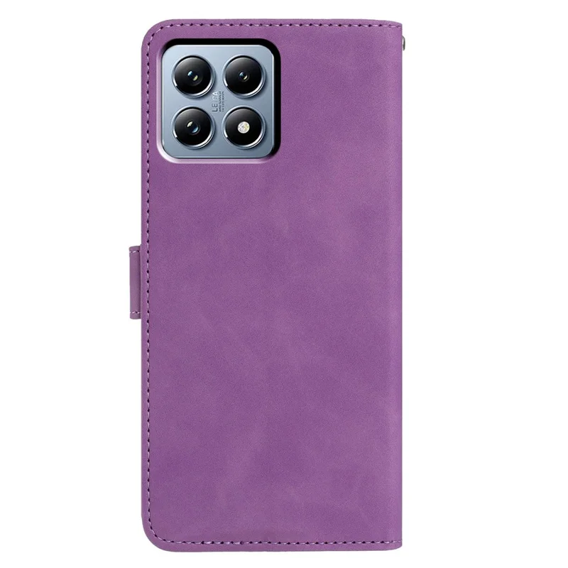 For Xiaomi 15T Pro Case Butterfly Flower Imprint PU Leather Wallet Stand Phone Cover - Purple