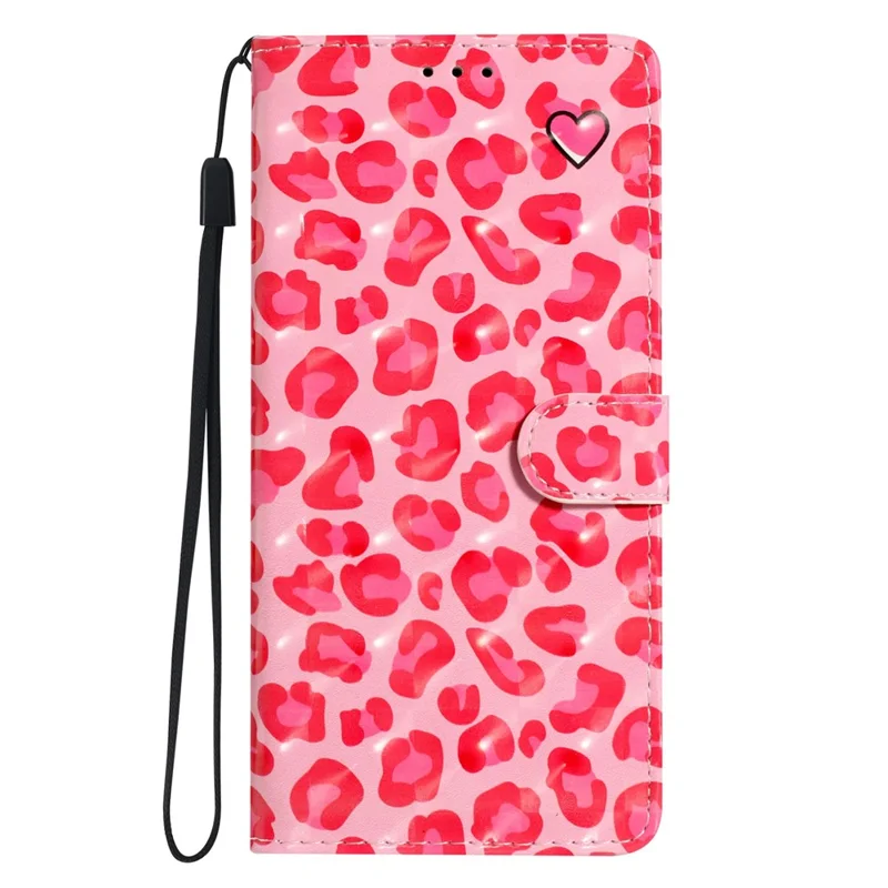 Funda de cartera de piel sintética para Xiaomi 15T, diseño 3D - Estampado de leopardo rosa