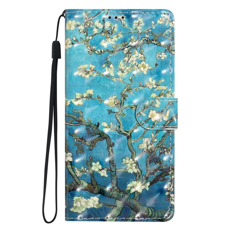 For Xiaomi 15T Pro Case PU Leather Wallet Phone Cover 3D Pattern Printing - Apricot Blossom