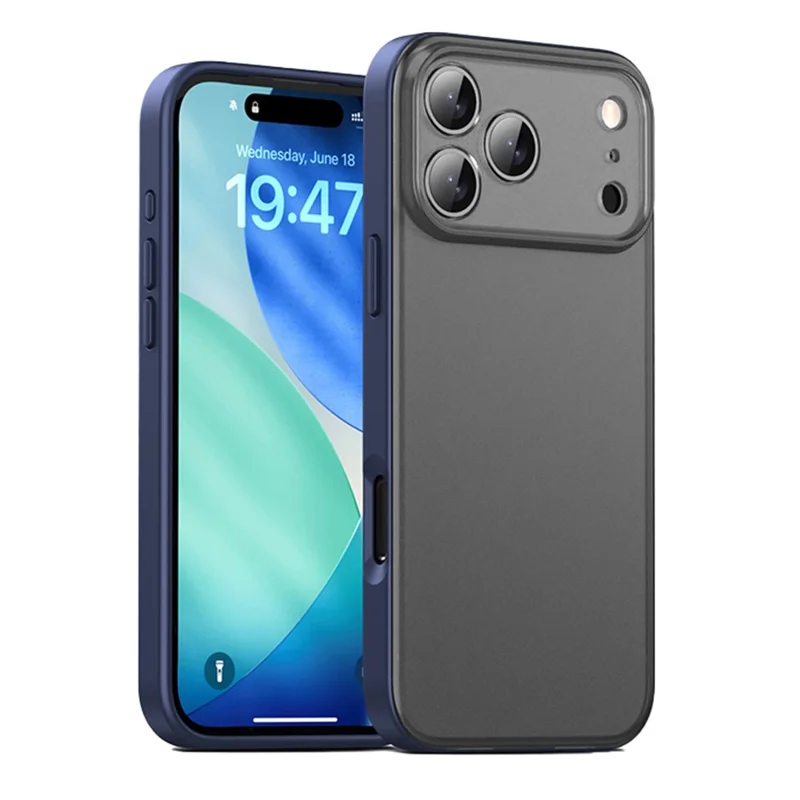 IPAKY Pour iPhone 17 Pro Coque Antichoc PC+TPU Mate Protection de Téléphone - Bleu