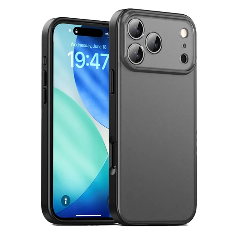 IPAKY для iPhone 17 Pro Max Чехол противоударный ПК+ТПУ матовый чехол для телефона - Черный