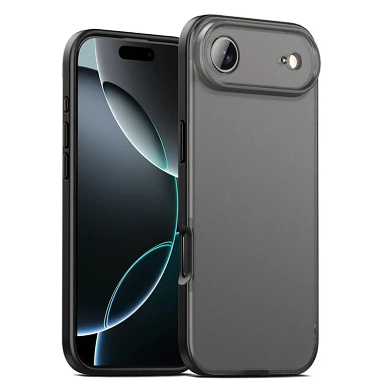 IPAKY For iPhone 17 Air Case Shockproof PC+TPU Matte Phone Cover - Black