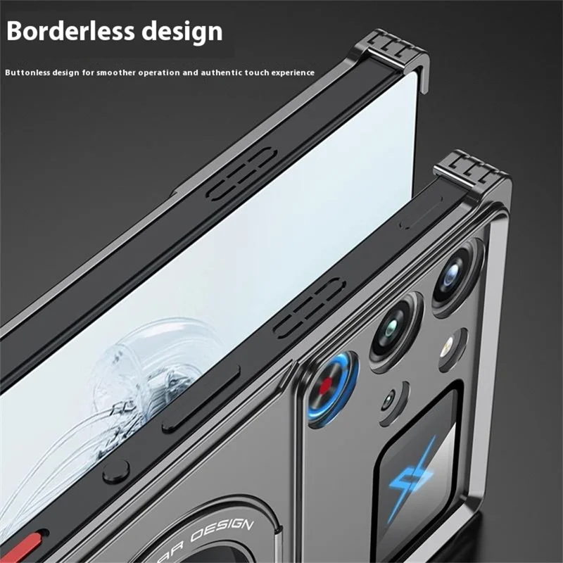 DYONG For ZTE nubia Red Magic 10 Pro 5G / 10 Pro+ 5G Metal Case Frameless Hollow Heat Dissipation Phone Cover with Kickstand - Tarnish