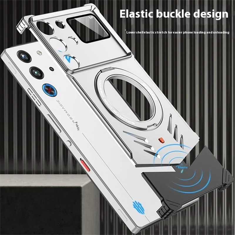 DYONG For ZTE nubia Red Magic 10 Pro 5G / 10 Pro+ 5G Metal Case Frameless Hollow Heat Dissipation Phone Cover with Kickstand - Tarnish