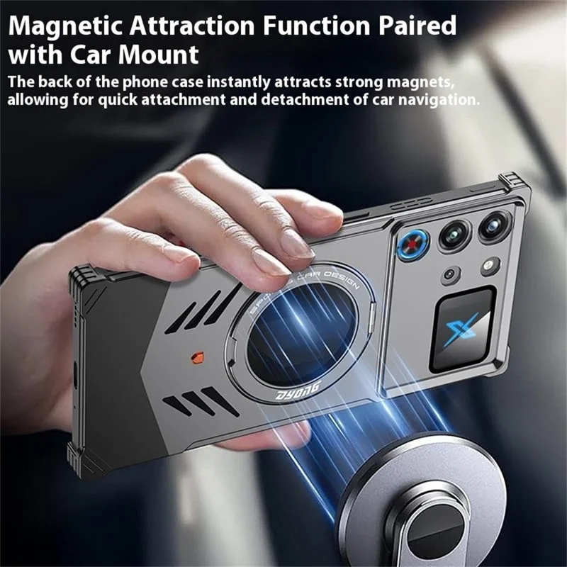 DYONG For ZTE nubia Red Magic 10 Pro 5G / 10 Pro+ 5G Metal Case Frameless Hollow Heat Dissipation Phone Cover with Kickstand - Tarnish