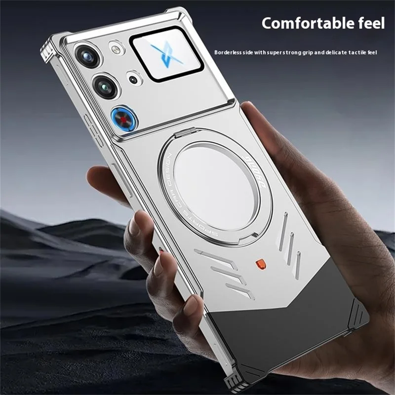 DYONG For ZTE nubia Red Magic 10 Pro 5G / 10 Pro+ 5G Metal Case Frameless Hollow Heat Dissipation Phone Cover with Kickstand - Tarnish