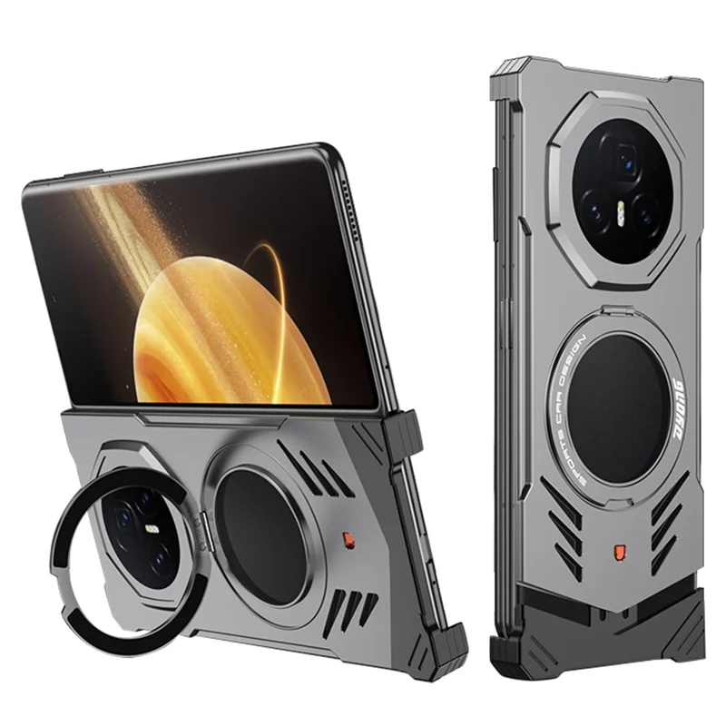 DYONG For Honor Magic V5 5G Metallgehäuse Rahmenlos Hohlraum Wärmeableitung Handyhülle mit Ständer - Patina