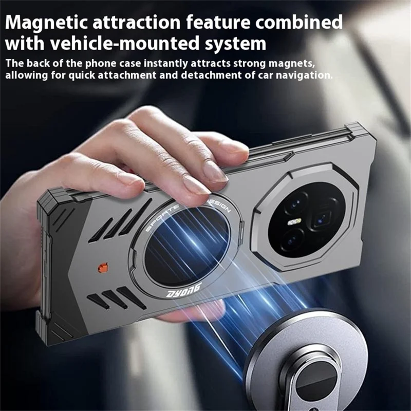 DYONG For Honor Magic V5 5G Metallgehäuse Rahmenlos Hohlraum Wärmeableitung Handyhülle mit Ständer - Patina