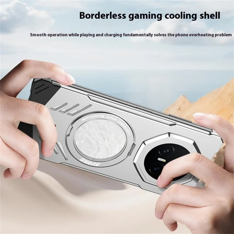 DYONG For Honor Magic V5 5G Metallgehäuse Rahmenlos Hohlraum Wärmeableitung Handyhülle mit Ständer - Patina