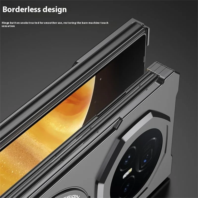 DYONG For Honor Magic V5 5G Metallgehäuse Rahmenlos Hohlraum Wärmeableitung Handyhülle mit Ständer - Patina