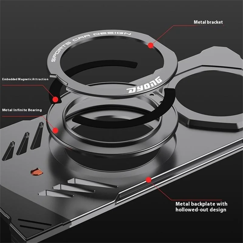 DYONG For Honor Magic V5 5G Metallgehäuse Rahmenlos Hohlraum Wärmeableitung Handyhülle mit Ständer - Patina
