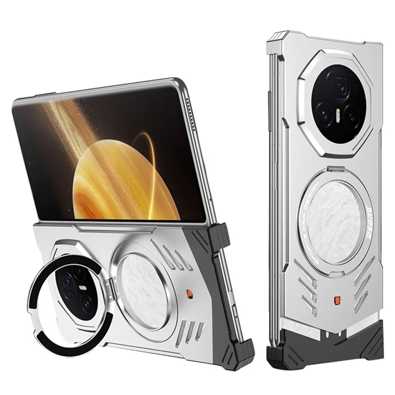 DYONG For Honor Magic V5 5G Metal Case Frameless Hollow Heat Dissipation Phone Cover with Kickstand - Silver