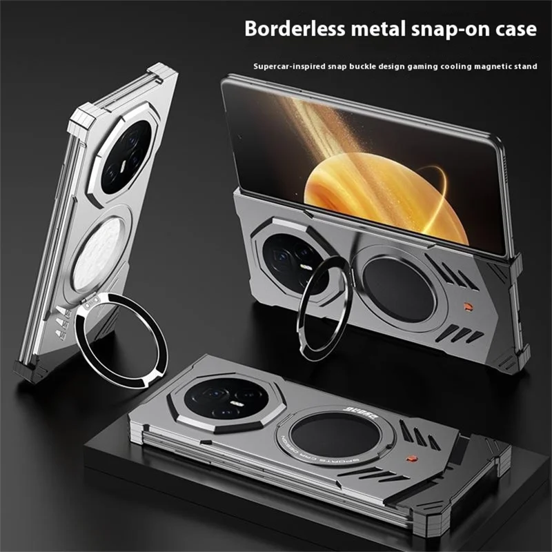 DYONG For Honor Magic V5 5G Metal Case Frameless Hollow Heat Dissipation Phone Cover with Kickstand - Silver