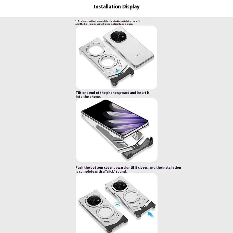 DYONG Für Oppo Find N5 5G Metall-Hülle Rahmenlos Aushöhlung Wärmeableitung Handyhülle mit Ständer - Lila