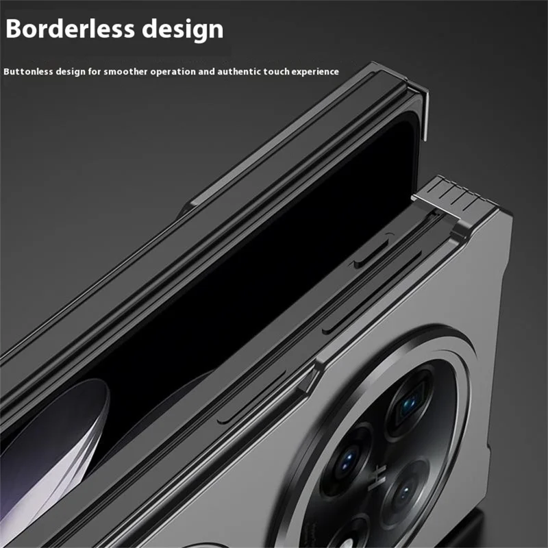 DYONG Für Oppo Find N5 5G Metall-Hülle Rahmenlos Aushöhlung Wärmeableitung Handyhülle mit Ständer - Lila