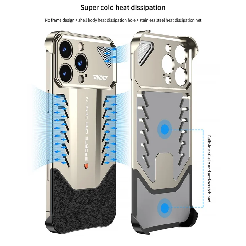 DYONG For iPhone 16 Pro Max Metal Case Snap-Open Design Heat Dissipation Shockproof Phone Cover - Titanium