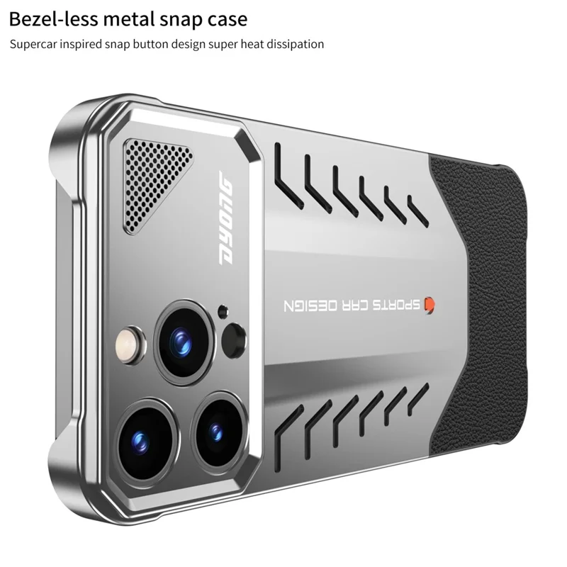 DYONG For iPhone 16 Pro Max Metal Case Snap-Open Design Heat Dissipation Shockproof Phone Cover - Titanium