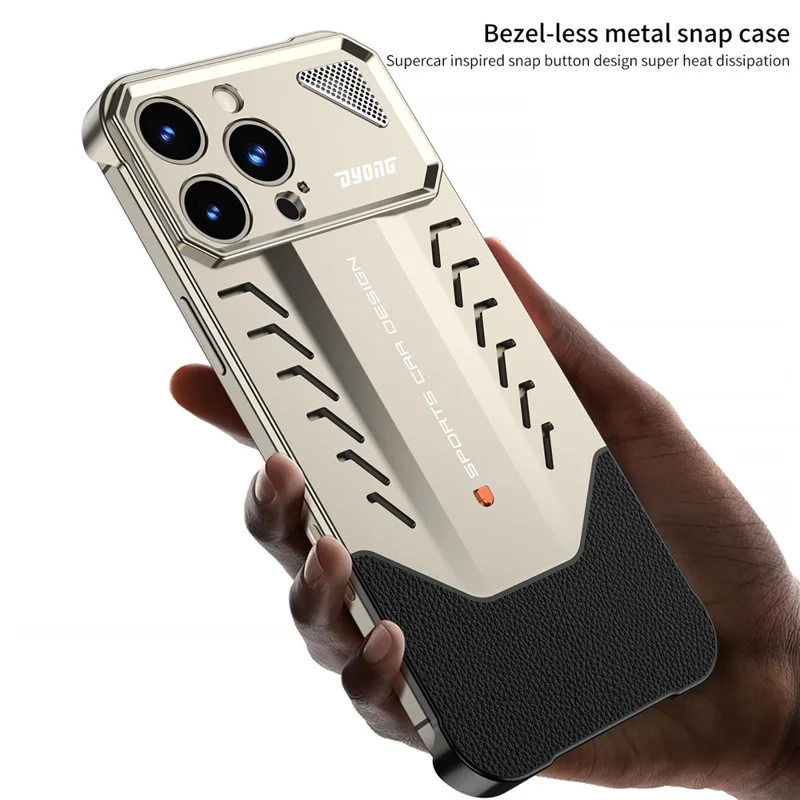 DYONG For iPhone 16 Pro Max Metal Case Snap-Open Design Heat Dissipation Shockproof Phone Cover - Titanium