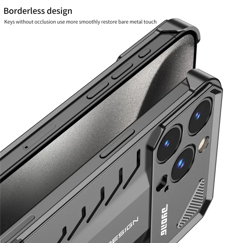 DYONG Para iPhone 16 Pro Funda Metálica con Diseño de Apertura Snap, Disipación de Calor y Protección Antichoques - Titanio