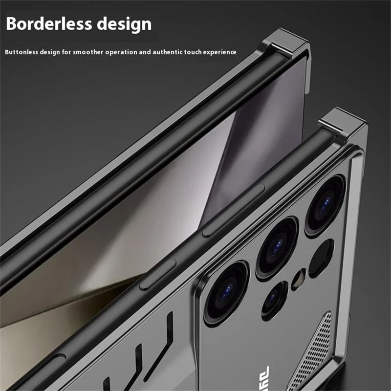 DYONG For Samsung Galaxy S25 Ultra Metal Case Snap-Open Design Heat Dissipation Shockproof Phone Cover - Titanium