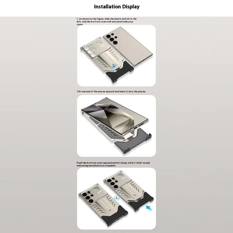 DYONG For Samsung Galaxy S25 Ultra Metal Case Snap-Open Design Heat Dissipation Shockproof Phone Cover - Titanium