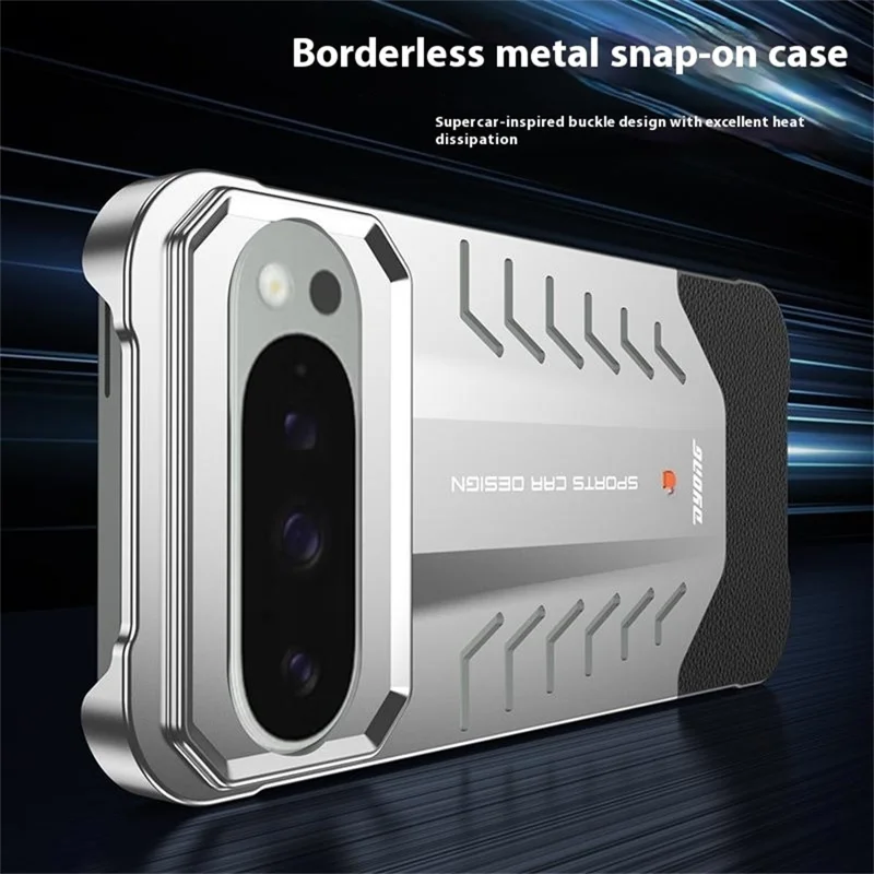 DYONG For Google Pixel 9 / 9 Pro Metal Case Snap-Open Design Heat Dissipation Shockproof Phone Cover - Titanium Silver