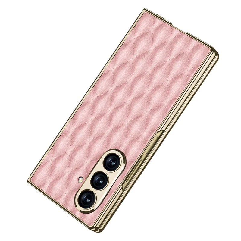 GKK For Samsung Galaxy Z Fold7 5G Case with Glass Film Rhomboid Design Electroplating PC + PU Phone Back Cover - Titanium Grey