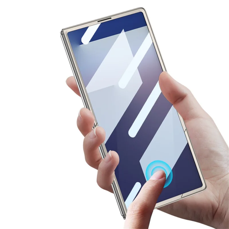 GKK For Samsung Galaxy Z Fold7 5G Case with Kickstand / Magnetic Strap PC Tempered Glass Phone Cover - Silver