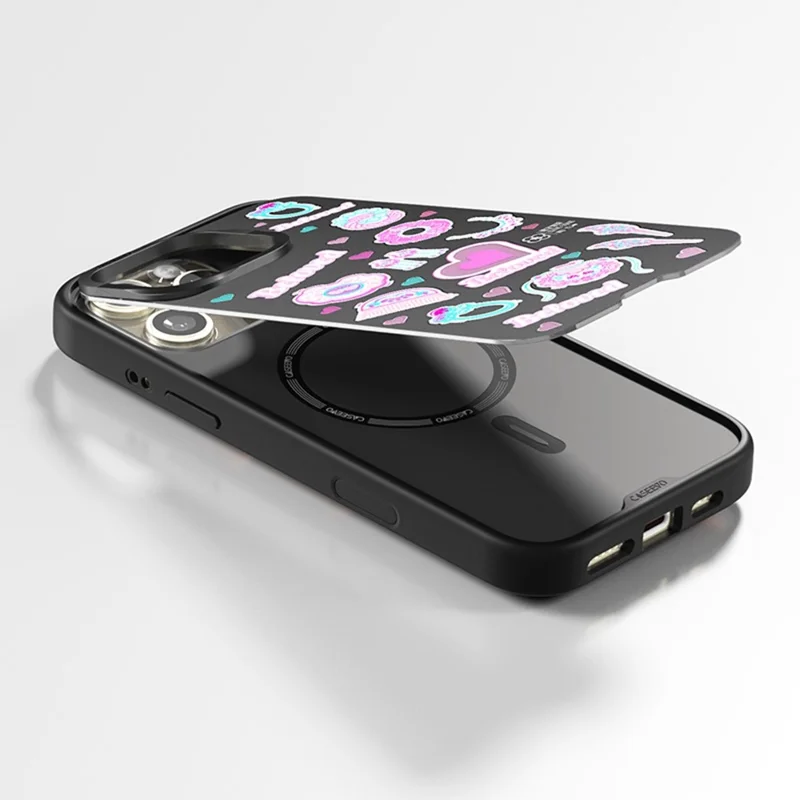 CASEEVO For iPhone 14 Pro Max Magnetic Case Compatible with MagSafe TPU Acrylic Phone Cover with Detachable Backplate - Butterfly Romance