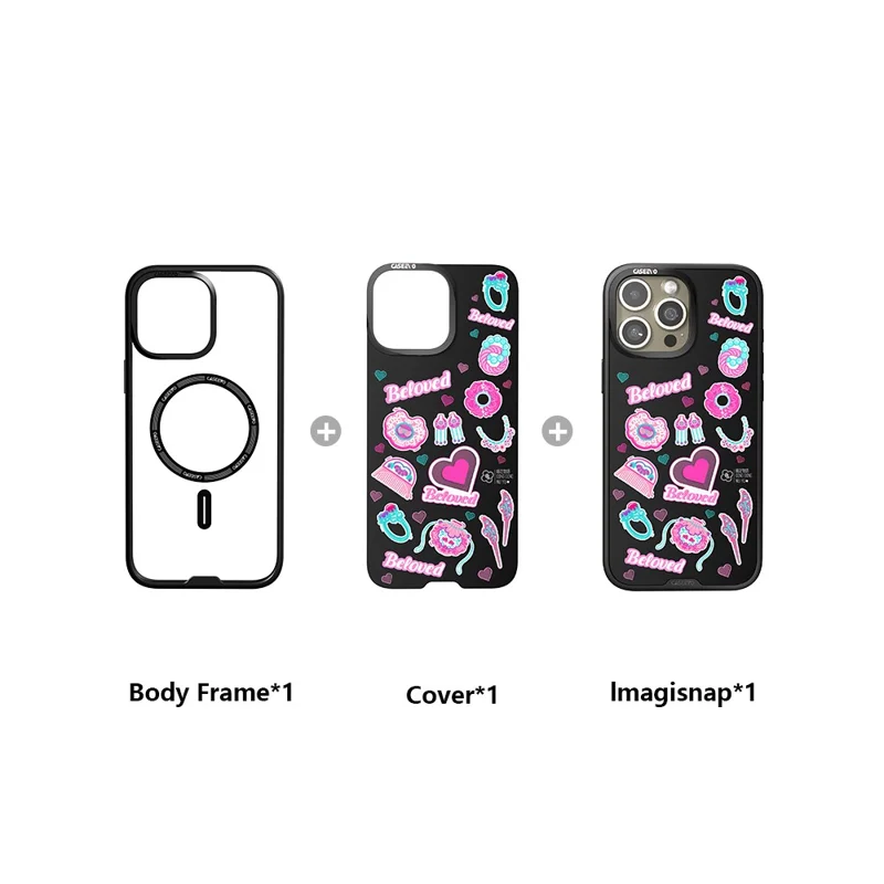 CASEEVO Magnetische Hülle für iPhone 16 Pro Max, kompatibel mit MagSafe, TPU-Acryl Handyhülle mit abnehmbarer Rückseite - Geliebte Geschichte