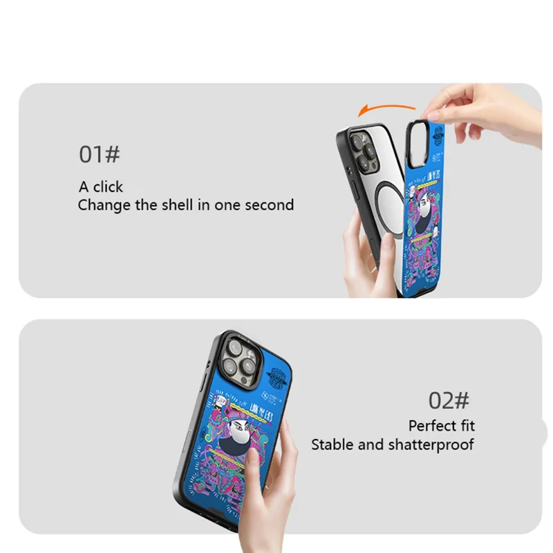CASEEVO For iPhone 15 Pro Max Case with Detachable Door-god Backplate TPU Acrylic Phone Cover Compatible with MagSafe - Black Gold Yuchi Gong