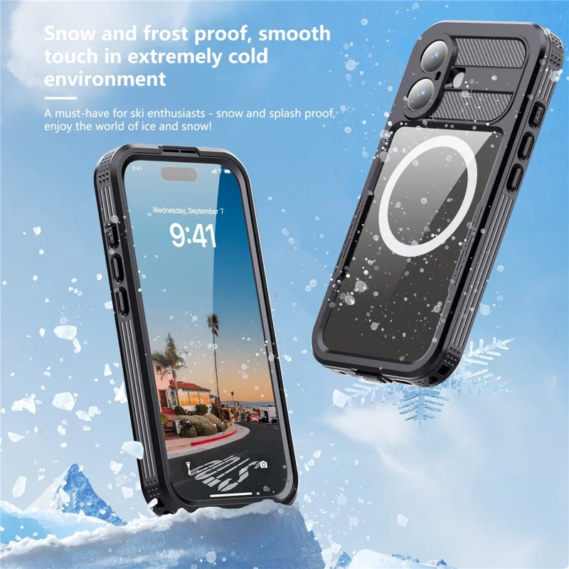 REDPEPPER Para iPhone 17 Capa à Prova d'Água IP68 com Tampa Traseira Transparente Compatível com MagSafe - Preto