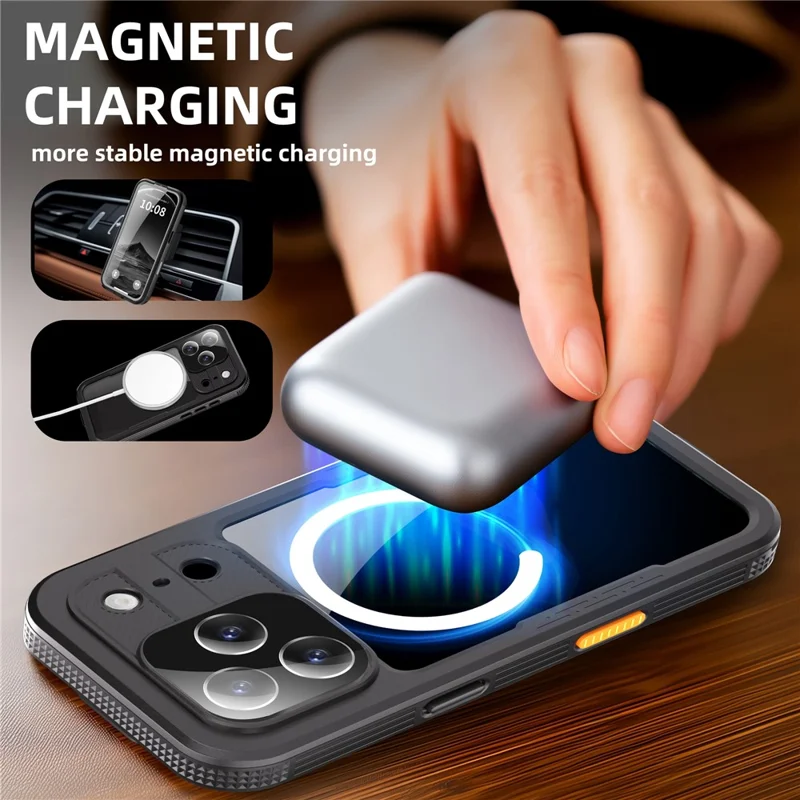 REDPEPPER Étui étanche IP68 pour iPhone 17 Pro, coque arrière transparente compatible avec MagSafe - Noir