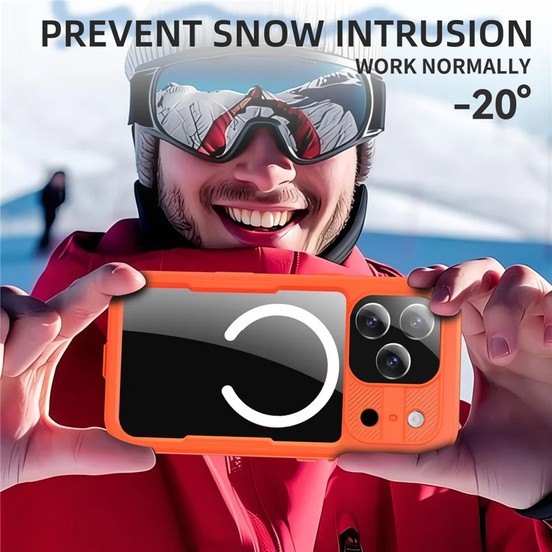 REDPEPPER For iPhone 17 Pro IP68 Waterproof Case Clear Back Phone Cover Compatible with MagSafe - Orange