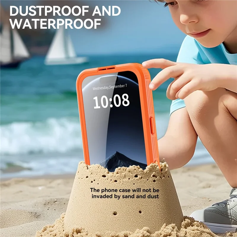 REDPEPPER For iPhone 17 Pro IP68 Waterproof Case Clear Back Phone Cover Compatible with MagSafe - Orange