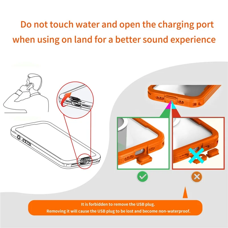 REDPEPPER For iPhone 17 Pro IP68 Waterproof Case Clear Back Phone Cover Compatible with MagSafe - Orange