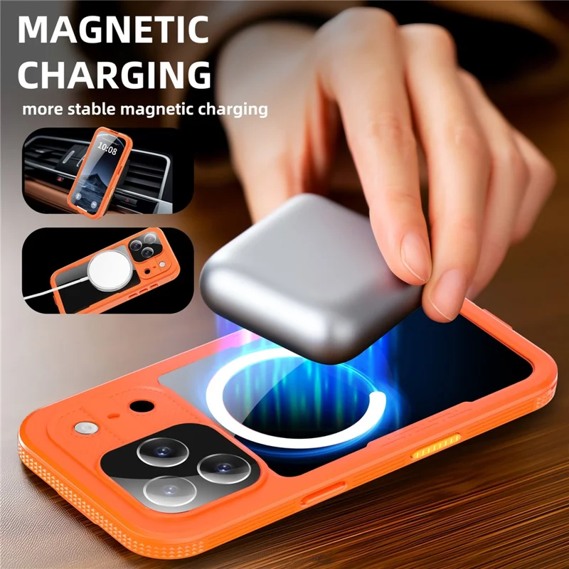REDPEPPER For iPhone 17 Pro IP68 Waterproof Case Clear Back Phone Cover Compatible with MagSafe - Orange