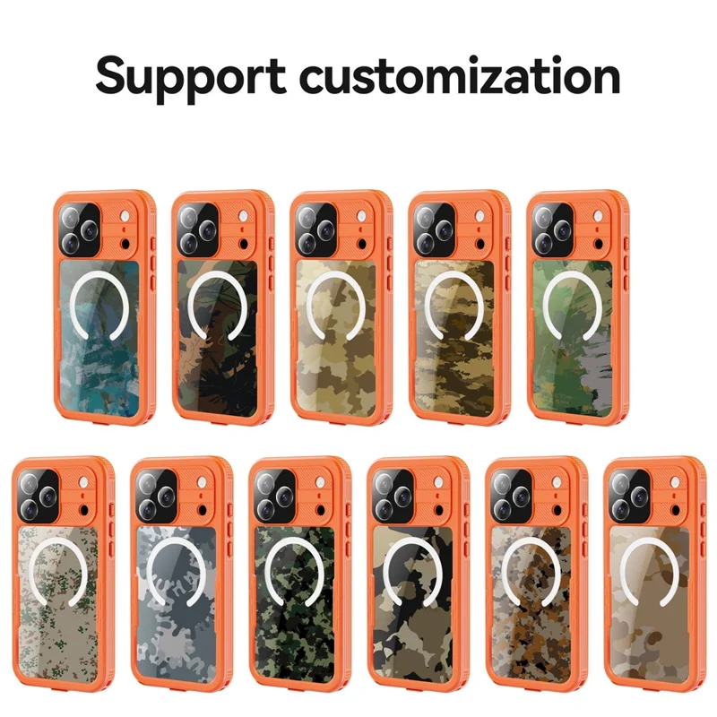 REDPEPPER For iPhone 17 Pro IP68 Waterproof Case Clear Back Phone Cover Compatible with MagSafe - Orange