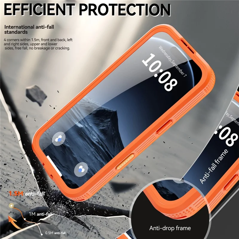 REDPEPPER For iPhone 17 Pro IP68 Waterproof Case Clear Back Phone Cover Compatible with MagSafe - Orange