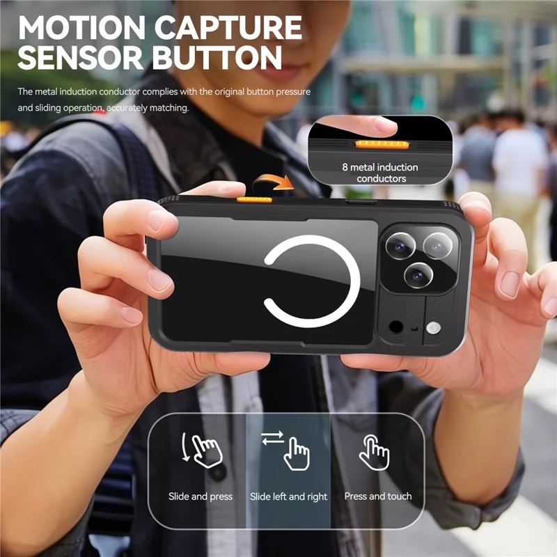 REDPEPPER Capa à prova d'água para iPhone 17 Pro Max IP68 com parte traseira transparente, compatível com MagSafe - Preta