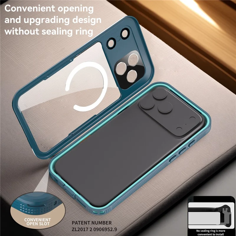 REDPEPPER For iPhone 17 Pro Max IP68 Waterproof Case Clear Back Phone Cover Compatible with MagSafe - Blue
