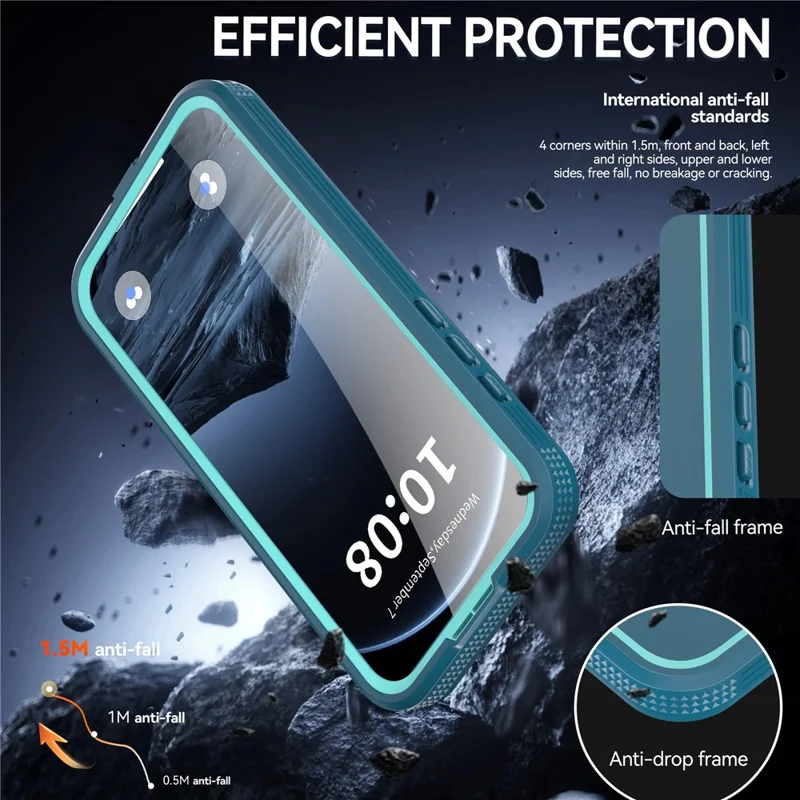REDPEPPER For iPhone 17 Pro Max IP68 Waterproof Case Clear Back Phone Cover Compatible with MagSafe - Blue