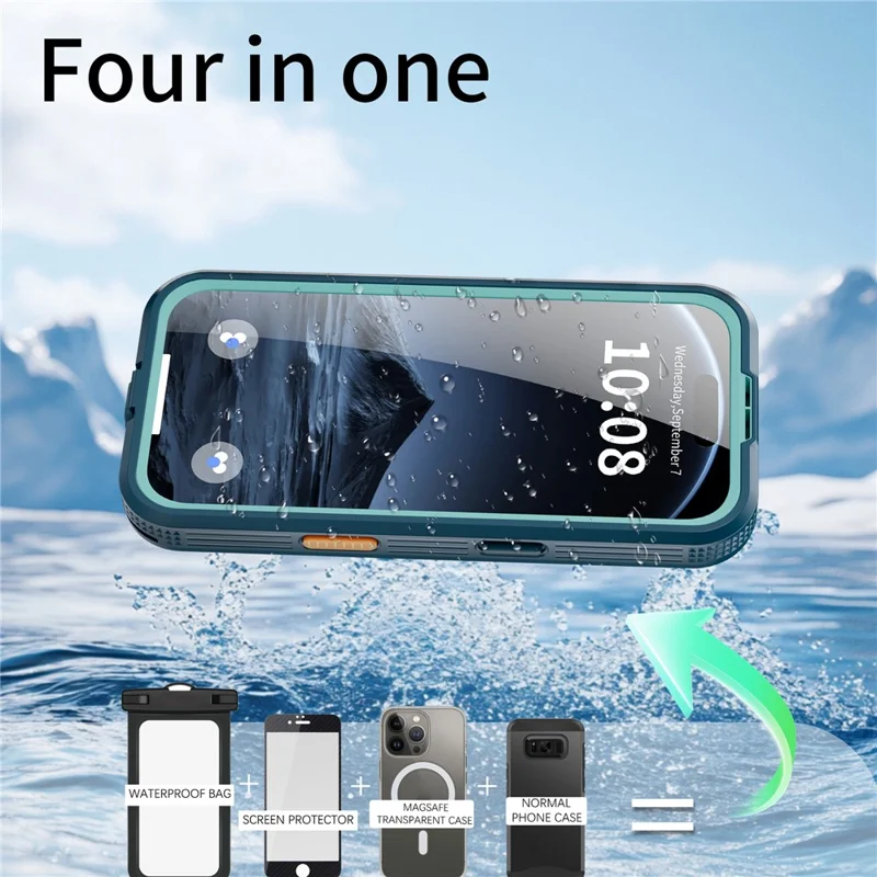 REDPEPPER For iPhone 17 Pro Max IP68 Waterproof Case Clear Back Phone Cover Compatible with MagSafe - Blue