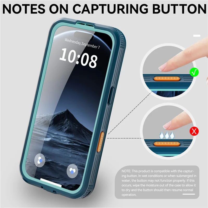 REDPEPPER For iPhone 17 Pro Max IP68 Waterproof Case Clear Back Phone Cover Compatible with MagSafe - Blue