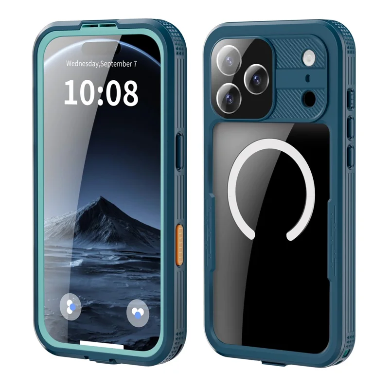 REDPEPPER For iPhone 17 Pro Max IP68 Waterproof Case Clear Back Phone Cover Compatible with MagSafe - Blue
