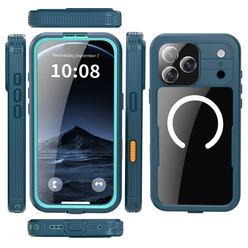REDPEPPER For iPhone 17 Pro Max IP68 Waterproof Case Clear Back Phone Cover Compatible with MagSafe - Blue