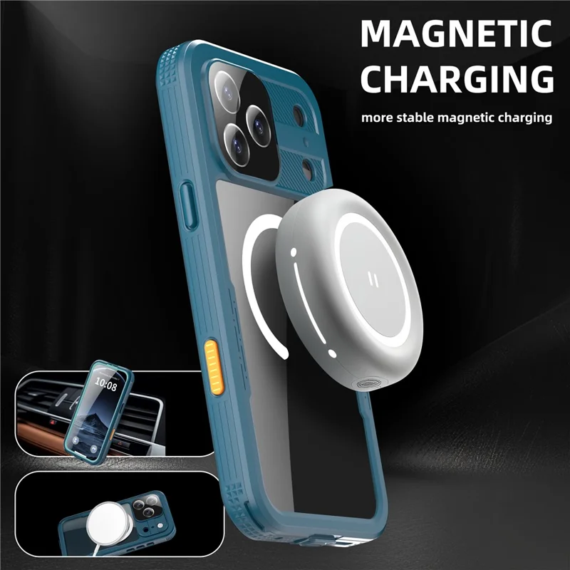 REDPEPPER For iPhone 17 Pro Max IP68 Waterproof Case Clear Back Phone Cover Compatible with MagSafe - Blue