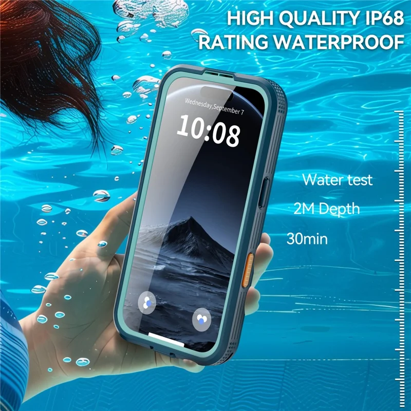REDPEPPER For iPhone 17 Pro Max IP68 Waterproof Case Clear Back Phone Cover Compatible with MagSafe - Blue