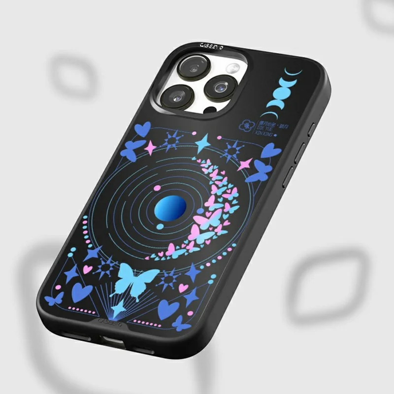 CASEEVO For iPhone 16 Pro Magnetic Case TPU Acrylic Phone Cover with Detachable Backplate - New Moon